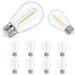 10 Pack 1 Watt LED Light Bulbs, S14 Plastic Shatterproof Replacement Light Bulbs,UL Listed Bulbs for Outdoor String Lights,100Lumens 2200K Warm White Equivalent to 11w Incandescent Bulbs, E26 Base