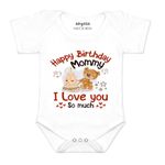 ARVESA Happy Birthday Mummy. I Love You So Much. R-1304 White 9-12 Romper Baby Boy & Girl dress