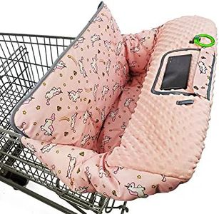 RHYDEER shopping cart cover for babies-high chair cover, dotted minky touching, multi in 1 design, 360 full protection, roll in and go, universal fit, Pink unicorns