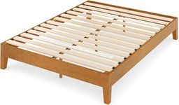 Zinus Alexis King size Bed frame - Bed 150x200 cm - 30 cm Height with Underbed storage - Deluxe Wood Platform Bed frame with Wood slat support - Rustic Pine Brown