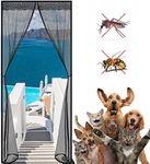 Fly Screen Door, 140x260cm Insect Protection,Hanging Screen Door Self Sealing Screen Door Magnetic Closure,Installation Without Drilling Black