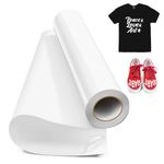 Heat Transfer Vinyl, 12''x16.5ft White HTV Vinyl Iron On Vinyl for All Cutter Machine, HTV Vinyl Rolls for Shirts, Easy to Cut for Heat Vinyl Design