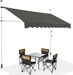 COSTWAY 3M/3.5M/4M Telescopic Canopy, Retractable & Adjustable Outdoor Clamp Awning with Crank Handle, Garden Patio Balcony Window Sunshade Shelter (300 x 120 cm, Grey)