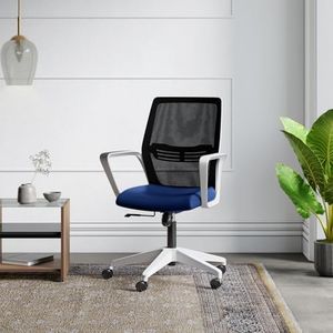 Interio by Godrej Vurv Chair Mesh Back Ergonomic Work from Home/Revolving Study Chair, 1 Year Warranty, Height Adjustable | Heavy Duty Polypropylene Base | DIY Installation (Blue)