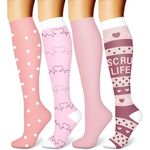 CHARMKING Compression Socks for Women and Men Circulation (4 Pairs)15-20 mmHg is Best Support for Athletic Running Cycling (S/M, Multi 10)