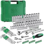 SK Mechanics Tool Set, 1/4" & 3/8" & 1/2" Drive Socket with 216-P Ratchet, 149-Piece, SAE & Metric, SuperKrome Finish, with Storage Suitcase