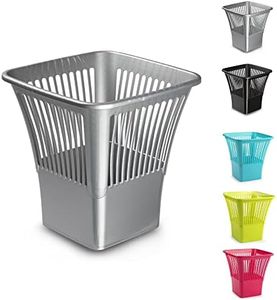 plastific Foot Pedal Bin Dustbin Rubbish Paper Waste Kitchen Office Plastic Bins Bin for Bedroom Kitchen Garbage Cans (Silver Open-Top Square Paper Bin, 10L)