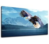 Flying Eagle Canvas Wall Art - Nature Pictures for Wall Decor Snow Mountain Forest Lake Painting Print Artwork for Living Room Bedroom Home Office Wall Decoration 50CM x 100CM