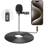 Movo uLav-IP USB-C Wired Omnidirectional Lavalier Clip On Microphone for iPhone 15, Lapel Microphone for YouTube, Vlogging, Interviews