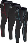 Milin Naco Men's Compression Pants Compression Leggings Sports Compression Pants & Tights Running Tights Ski Base Layer, 3 Packs-black / Black / Athletic Black, Medium