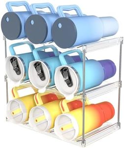 AWGOU Stackable Water Bottle Organizer for Cabinet, Bottle and Other Tumbler Organizer for Kitchen Cabinets,Clear Stackable Water Bottle Holder and Wine Rack