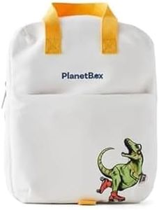 PlanetBox Lunch Tote Bag – Rockin Dino Edition 2-in-1 Convertible Backpack Lunch Tote with Adjustable Straps, Pockets and Water-Resistant Interior – Durable, BPA-Free, and Machine Wash Safe
