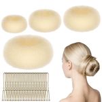 URAQT Hair Donut Bun Maker Set, 4 Pcs Ring Style Donut Bun Shaper with 30 Hair Pins, Blonde Chignon Doughnut Bun Hair Accessories for Girls Kids Women DIY Chignon Hair Styles