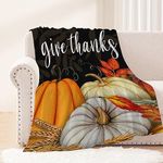 YeeJu Fall Decoraitve Throw Blanket Thanksgiving Autumn Pumpkin Print Black Throw Blanket Couch Sofa Bed Living Room Outdoor Soft Cozy Lightweight Fuzzy Plush Fleece Blankets and Throws 50x60