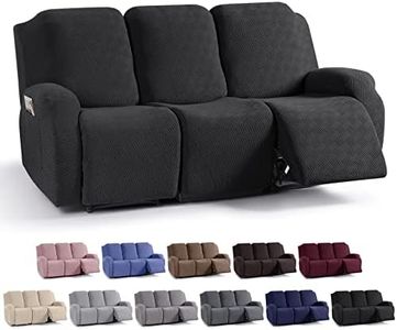 KinCam Recliner Sofa Covers, Stretch Reclining Cover, Black