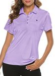 MoFiz Womens Short Sleeve Golf Shirts Ladies Sport Casual Polo Shirt Light Purple L