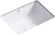 KINGWONG 18 Inch White Rectangle Vessel Sink for Bathrooms 18.3" x 13.78" Small Undermount Bathroom Sink Ceramic Porcelain Under Counter Basin Sink with Overflow 465mm x 350mm Lavamanos Para Baños