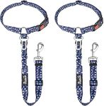 SlowTon Dog Seat Belt for Car, 2 Pack Dog Car Harness Seatbelt Adjustable with Elastic Bungee Buffer, 2 in 1 Pet Car Leash Headrest Restraint Dog Reflective Safety Tether (Blue Paw, Headrest+Clip)