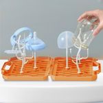 DaKos Baby Bottle Drying Rack Foldable, Storage Box, Baby Bottle Drying Rack with Cover, Baby Bottle Drying Rack with Box, Baby Feeding Bottle Drying Rack (Orange)