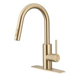 Kraus Oletto Pull-Down Single Handle Kitchen Faucet with QuickDock Top Mount Installation Assembly in Spot Free Antique Champagne Bronze, 15 1/8 Inch, KPF-2620SFACB