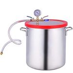 HZAUTOS 5 Gallon Vacuum Chamber Stainless Steel, Tempered Glass Lid Pressure Degassing Chamber for Resin Casting, 18.9L, for Degassing Silicones, Perfect for Wood Stabilization (Black Rubber Seal)