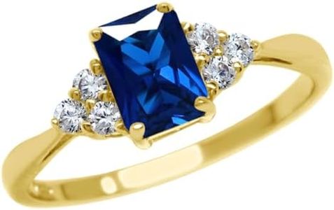 Silvershake 7X5mm Created Octagon Shape Blue Sapphire 18K Yellow Gold Plated 925 Sterling Silver Engagement Ring September Gemstone Birthstone Size 11, 11, Sterling Silver 18K Gold Plated, Created
