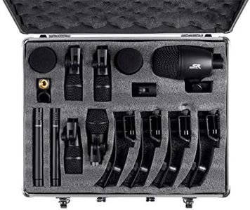Stage Right Monoprice 7-Piece Drum and Instrument Mic Kit, with Mounts and Case, Balanced XLR Connections - Series