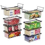 iSPECLE 8 Pack Chest Freezer Organizer - 6 Pack Stackable Freezer Baskets and 2 Pack Hanging Freezer Bins with Handle for 7 Cu.Ft Freezer Sort Frozen Foods Easy Slide to Get Bottom Item, Black