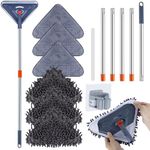 85 Inch Wall Cleaner with Long Handle, 360° Rotatable Wall Mop, Wall Washer Cleaner Tool for Walls/Ceiling Fans/Dust/Baseboard/Floors Clean, 6 Replacement Pads, 1 Squeegee Scraper Strips, 1 Mop Holder