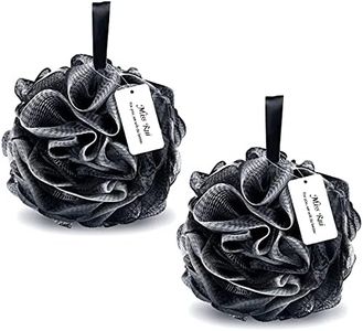 MissRui Shower Bath Sponge Shower Pouf Loofahs Balls 60g/PCS for Body Wash Bathroom Men Women Kids- Set of 2 Black Sponges