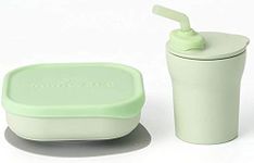 Miniware Sip & Snack Set with Snack Bowl, 1-2-3 Sip Drinking Cup, and Suction Foot for Baby Toddler - Promotes Self Feeding | Dishwasher Safe (Key Lime)