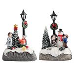 2Pc Christmas Village Houses Christmas Table Ornaments Resin Christmas Scene House Town Decor for Christmas Party Favors (Without Battery)