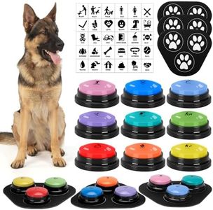 Dog Buttons for Communication, 9 Pcs Dog Talking Button Set, 30s Voice Recording Speaking Button Pet Speech Training Buzzers with 30 Scene Stickers and Waterproof Anti-Slip Mat for Animal Training