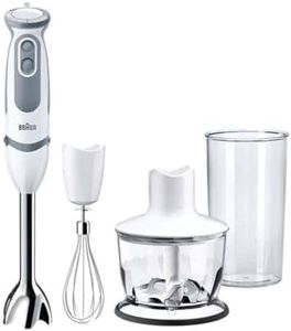 Braun MultiQuick 5 MQ5235WH, Mixeur Plongeant, 21 Vitesses et Fonction Turbo, Cloche Anti-éclaboussures, Powerbell, Easy-Click, Comprend des Fouets, Hachoir 500 ml, Verre de 600 ml, 1000W, Blanc