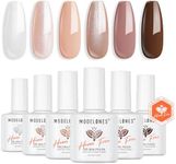 modelones Hema Free Gel Nail Polish Set, 6 Colors Fall Nude Gel Polish Skin Tone Neutral Brown Pink Glitter Shimmer Nude Nail Polish Starter Kit Soak Off All Season Manicure DIY Salon Gift