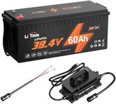 LiTime 36V 60Ah Lithium Golf Cart Battery with Charger, Built-in 120A BMS, Deep Cycle Rechargeable LiFePO4 Battery, Support up to 3kW Motor, Max 4.6kW Power Output, Perfect for Golf Carts