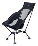 iClimb Ultralight Compact Camping Folding Beach Chair with Anti-Sinking Large Feet (Black - Triangular Frame High Back)