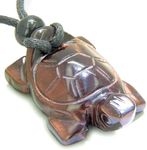 BestAmulets Amulet Lucky Charm Turtle Red Tiger Eye Healing Protection Powers Pendant Necklace