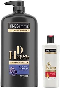 Tresemme Hair Fall Defence Shampoo, With Keratin Protein, Upto 97% Less Hair Breakage, 1 Ltr & TRESemme Keratin Smooth Conditioner 190 ml