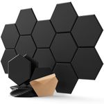 Soundsbay Acoustic Panels, 12 Pack Sound Proof Panels Hexagon High Density Self-Adhesive Soundproofing Panels Beveled Edge 12"×10"×0.4" Acoustic Wall Panels for Studios/Recording Room/Offices