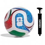 Kiraro Official Size 5 Soccer Ball with Free Pump & Pin | Premium PU Leather Football with Excellent Air Retention | Durable Training & Match Ball for Kids, Youth & Adults (Qatar Blue)