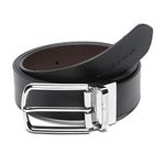 LOUIS STITCH Men's Italian Leather Reversible Belt 1.25 inch (35mm) Handcrafted Formal Waist Band with Chrome Buckle Belt for Men Gents Boys (Brown/Black) (FF-CS-) (Size-34)