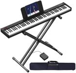 KONIX Piano Keyboard 88 Keys, Beginner Semi-weighted Keyboard Piano, Portable Electronic Piano Keyboard with Double X Stand, Sustain Pedal, Power Supply and Piano Bag