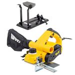 Electric Planer 720w Hand Wood Rebate Planing Tool Wolf 82mm Width 18mm Depth with Parallel Guide & Dust Bag + Bench Conversion Stand - 2 Years Warranty