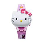 Lionmati Silicone Watch For Kid Girl Hello Kittiy Face Based Toy Design Digital Glowing Watch With Disco Music And Blinking Lights For Kids - For Boys & Girls, Dial_Multicolour, Band_Silver