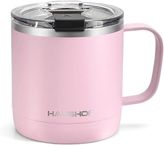 HAUSHOF 420ml Insulated Coffee Cup with Handle, Stainless Steel Vacuum Insulated Coffee Cups, Double Wall Travel Mugs with Leakproof Lid, 14 oz, BPA Free