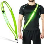 LED Reflective Belt Sash Walking Gear,Safety Lights for Walkers at Night,High Visibility Safety Rechargeable Reflective Running Gear for Men Women Kids Night Dog Walking Gear (Green)