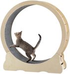 CuisinSmart Cat Wheel Exercise Treadmill for Indoor Cats, Weighted Wheel for Cats with Carpeted Running Track and Secure Locking Mechanism, 39.4" Lx13.2 Wx41.3 H Natural Wood