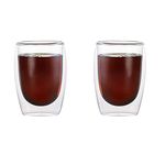 Double Wall Coffee Mug - Set of 2 Borosilicate Insulated Glass Coffee Glasses - Cool to Touch, No Condensation, Dishwasher Safe (8 oz)