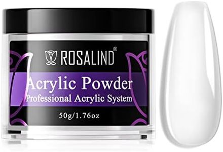 ROSALIND Clear Acrylic Nail Powder 50g/1.76oz Acrylic Clear Powder for Nail Acrylic Extension, Professional Crystal Polymer Clear Nail Powder Acrylic Nail Caving, Dry Naturally No Nail Lamp Needed